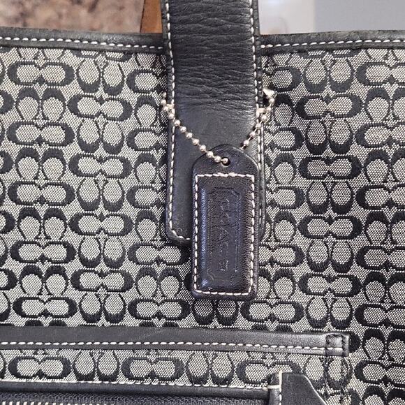 Coach Black and Gray Signature Diaper Bag 5707 Y2K Tote Shoulder Bag - Picture 12 of 16
